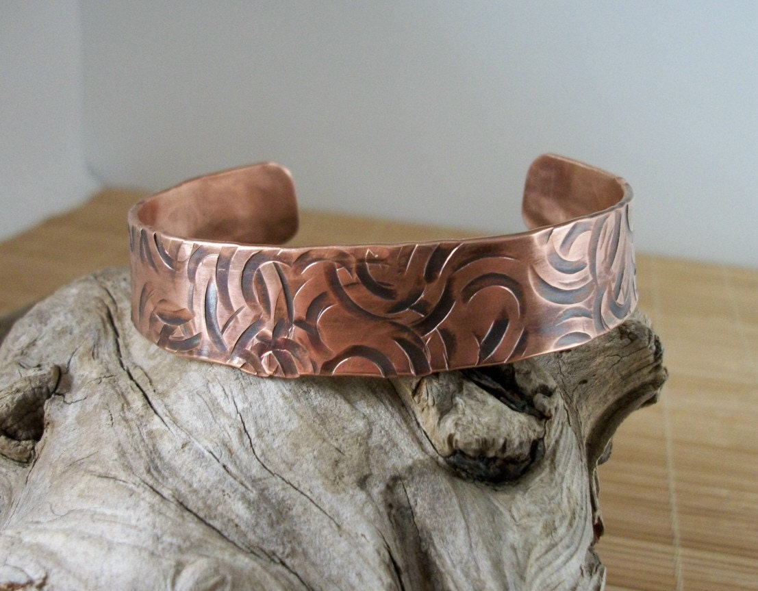 Hammer Textured Copper Metalwork Cuff Bracelet - copper jewelry