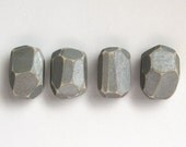 Geometric Wood Magnets Faceted Wood Silver Metallic Made to Order