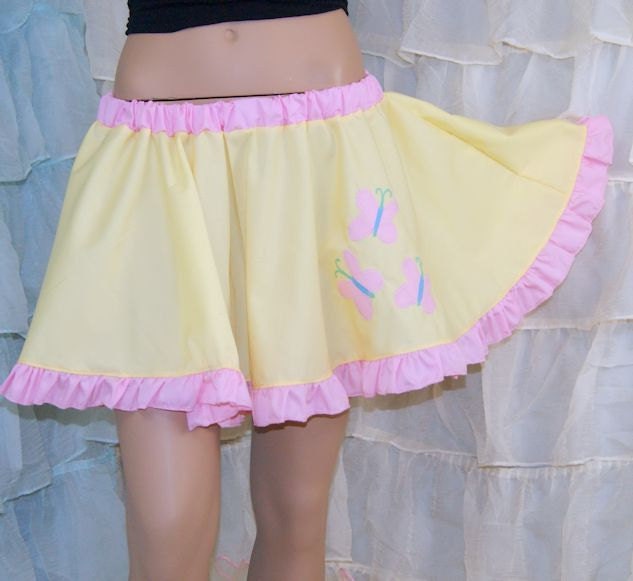 MLP Fluttershy Applique Yellow Circle Skirt Adult ALL Sizes - MTCoffinz