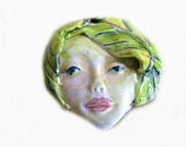 Handmade ceramic fairy face Focal Bead Designer  Original