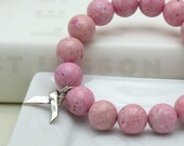 Pink Awareness Beaded Bracelet  / Modern Pink Beaded Bracelet / Support. Caring. Friendhip. Breast Cancer. Awareness