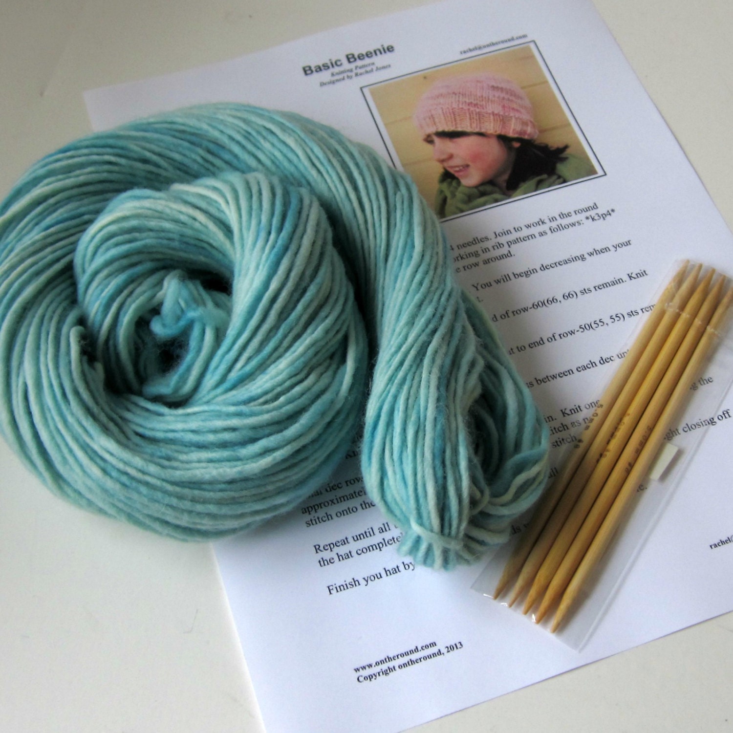 Knit Hat Knitting Gift Set, Pattern for Youth, Men and Women, Basic Beenie Set Includes Yarn, Pattern, and Knitting  Needles