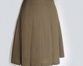 1960s Pleated Skirt in Taupe XS Knee Length