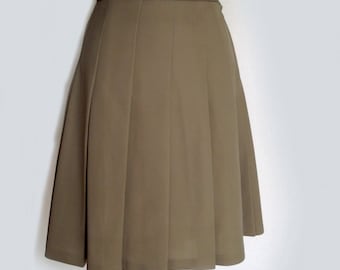 1960s Pleated Skirt in Taupe XS Knee Length