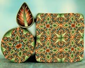 SALE - Set of 3 Kaleidoscope and Leaf Polymer Clay Canes - 'Happy Trails'