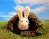 Rabbit with Warren - Needle Felted Wool Play Mat - Waldorf Toy