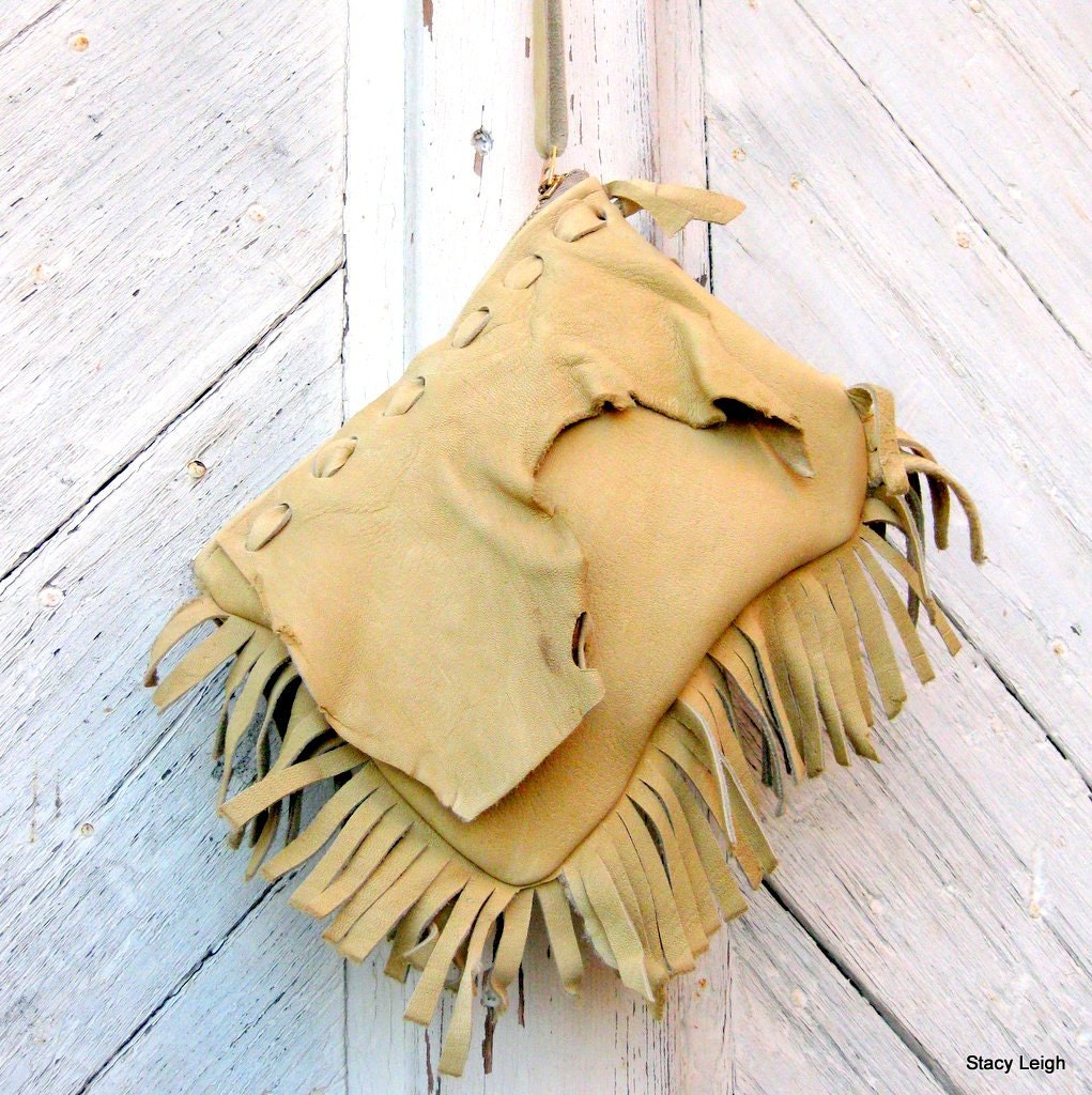 Natural Deerskin Leather Fringe Clutch Bag by Stacy Leigh