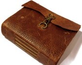 HUGE SALE Handmade Rusty Brown Leather Journal with Bronze Clasp Scrapbook Size-11.5x9" FREE Monogram