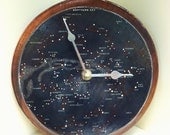 Vintage Constellation Map-Northern Sky, 1963 Hand-Decoupaged Wood Clock by cadencedesigns on etsy