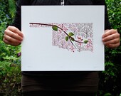 Oklahoma - state tree print 11x14