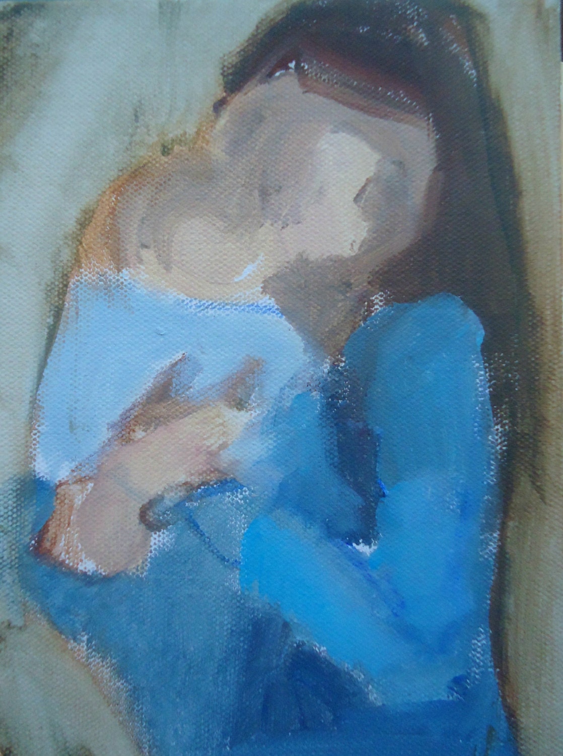 Hold- Original figurative painting of Mother and Child