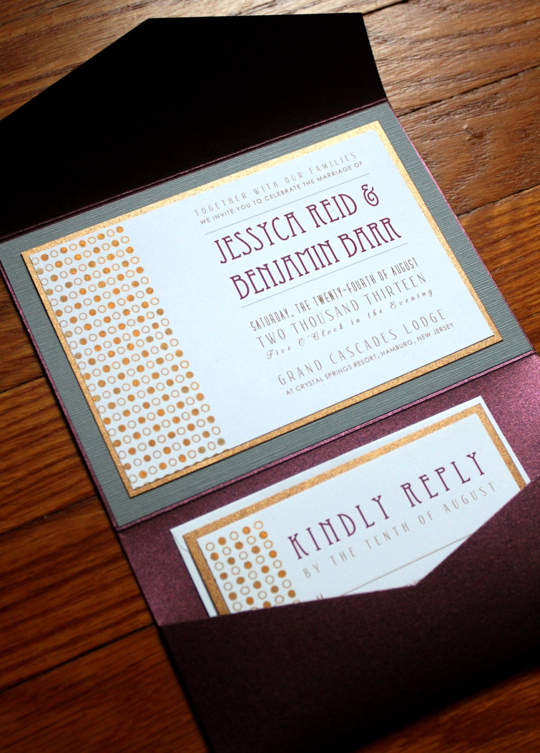 Modern Circles Wedding Invitation Pocketfold Set