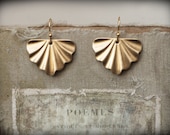 Vintage Fluted Fan Brass Earrings