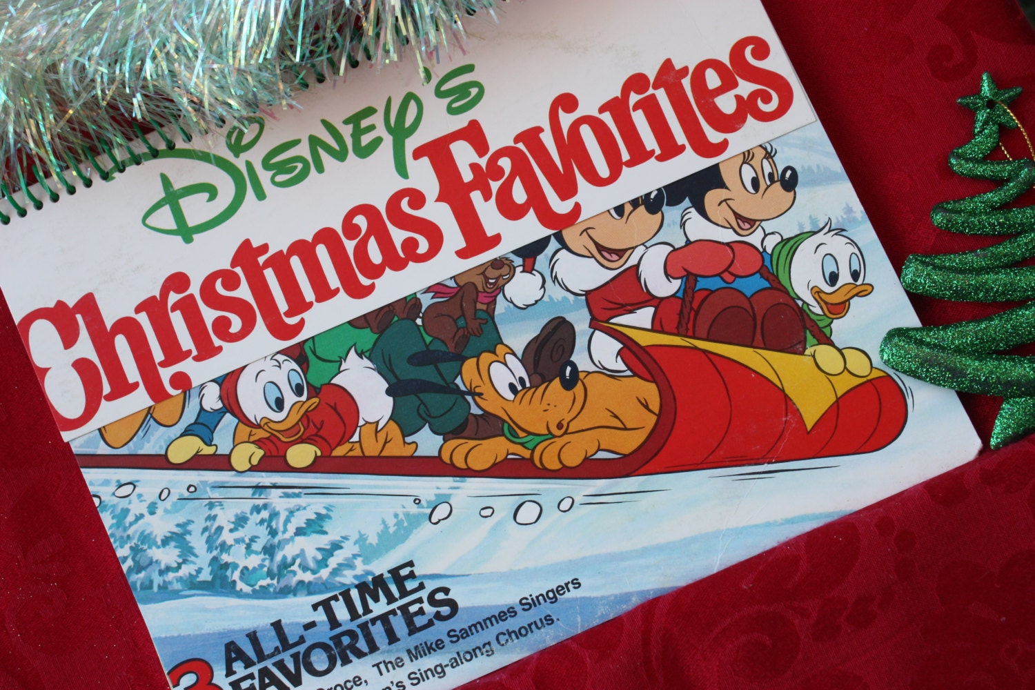 Disney's Christmas Favorites Recycled Handmade Album Cover Spiral Notebook, Coloring Book, Sketchpad,Scrapbook, Journal, Diary
