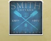Custom Artwork nautical oars anchor cottage graphic artwork giclee archival print 12 x 12