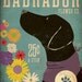 Black Labrador Flower company graphic illustration on canvas 14 x 18 x 1.5 by Stephen Fowler