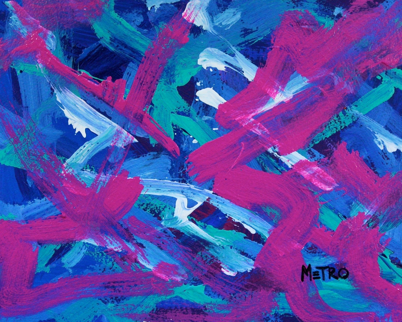 Semi Precious Stones- Abstract Painting - Painted by Retired Racehorse  Benefits Charity 11x14"