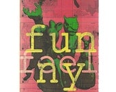 Digital graphic art print typography Feel Funny Runny Bunny