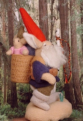A Hiking Gnome Bunny with Twins