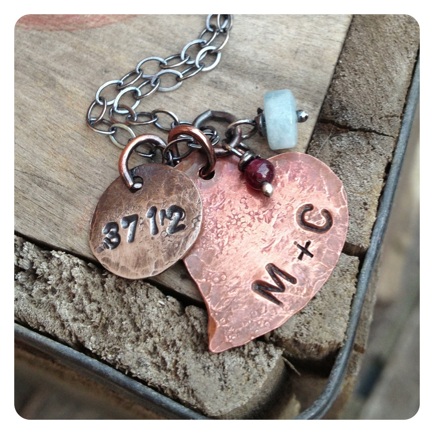 Custom Personalized Necklace in Sterling Silver and Copper
