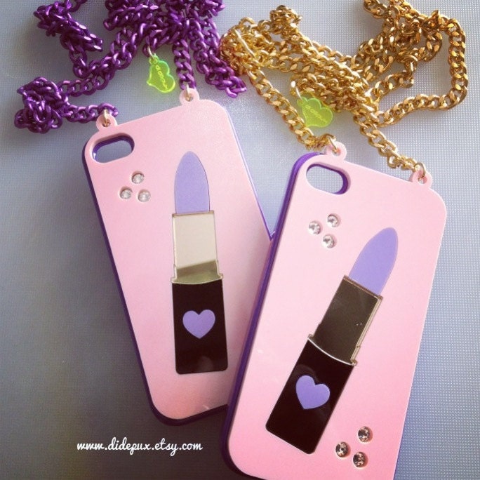 LIPSTICK 4s iphone case worn as NECKLACE