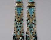 Seed Bead Native American Style Earrings - Ocean Wave Blue