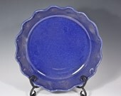 Fluted Ceramic Pie Plate Cobalt Blue Creamy