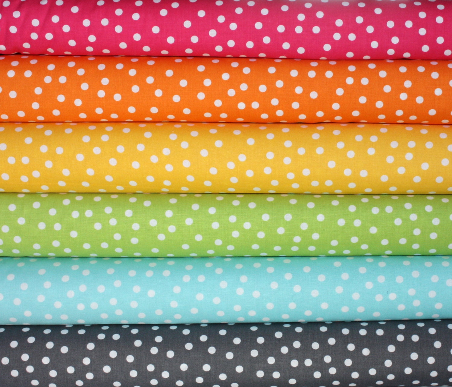 Remix Rainbow Polka Dots quilt or craft fabric bundle by Ann Kelle for Robert Kaufman- Fat Quarter Bundle, 6 total