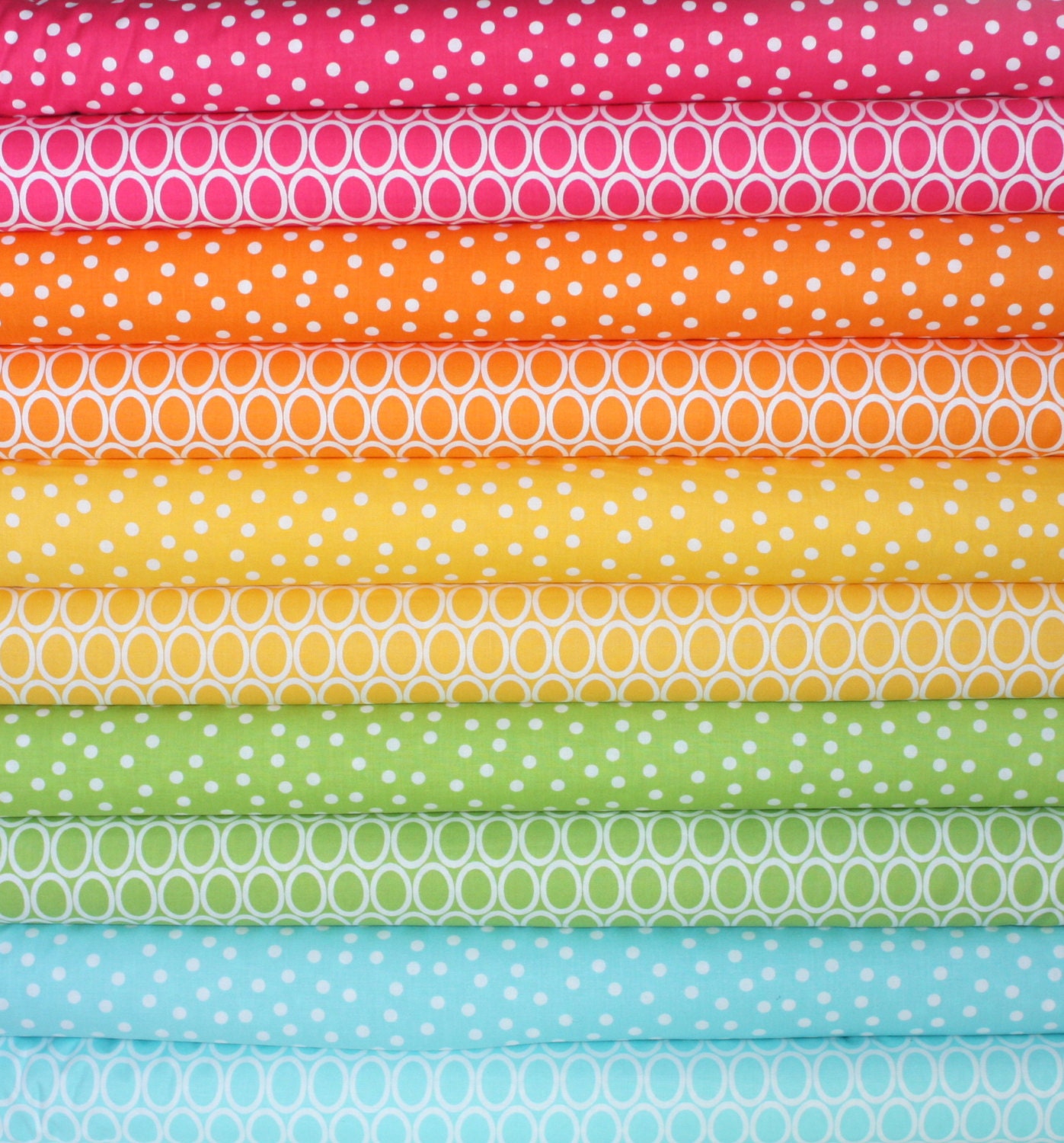 Super Spring Remix Polka Dots quilt or craft fabric bundle by Ann Kelle for Robert Kaufman- 1/2 yard bundle, 10 total