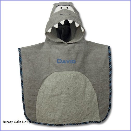 Personalized Stephen Joseph Hooded Bath Poncho Shark