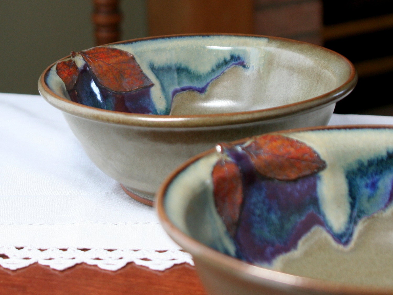 Set Two Pretty Birch-Leaf Bowls