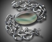 IMPERIAL JASPER BRACELET Sterling Silver Bracelet Chain and stone B. Sasik