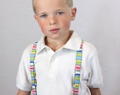 Toddler boys adjustable Suspenders pick your design custom made to order