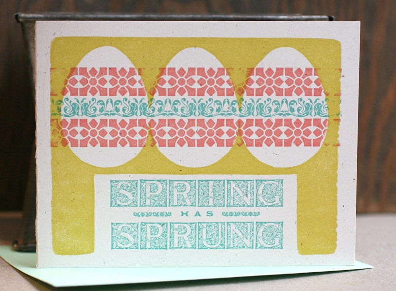 Spring Has Sprung letterpress card