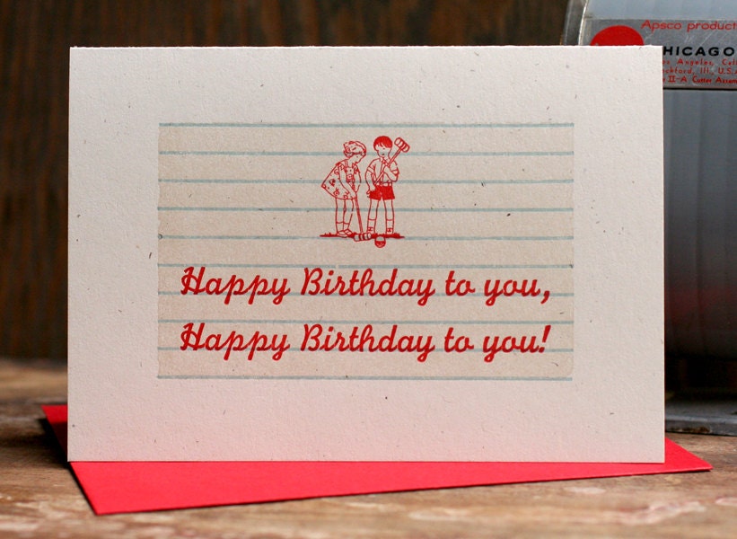 Happy Birthday To You letterpress card