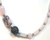Pink Rose Quartz Beaded Necklace