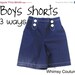 On Sale 2.50 Off Whimsy Couture Sewing Pattern Tutorial -- Boys Shorts -- nb-8 boys 2 options incl. flat front, pockets, beltloops PDF Inst