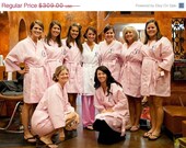 On Sale till May24th Personalized waffle weaved robes. Set of 10..Great bridesmaids gift.