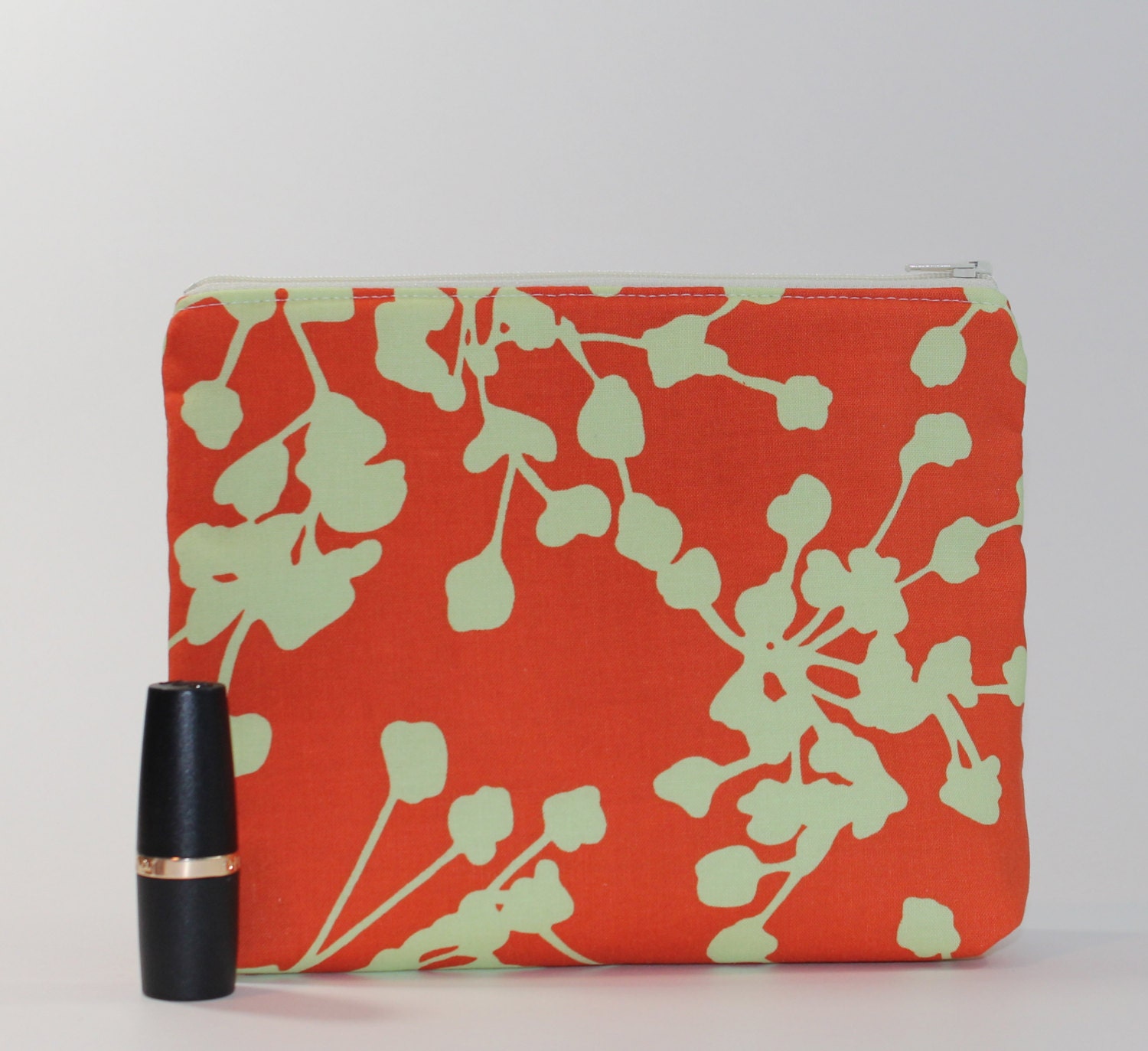 Divided Cosmetic Bag - 2 Compartments - Amy Butler Clay Coriander