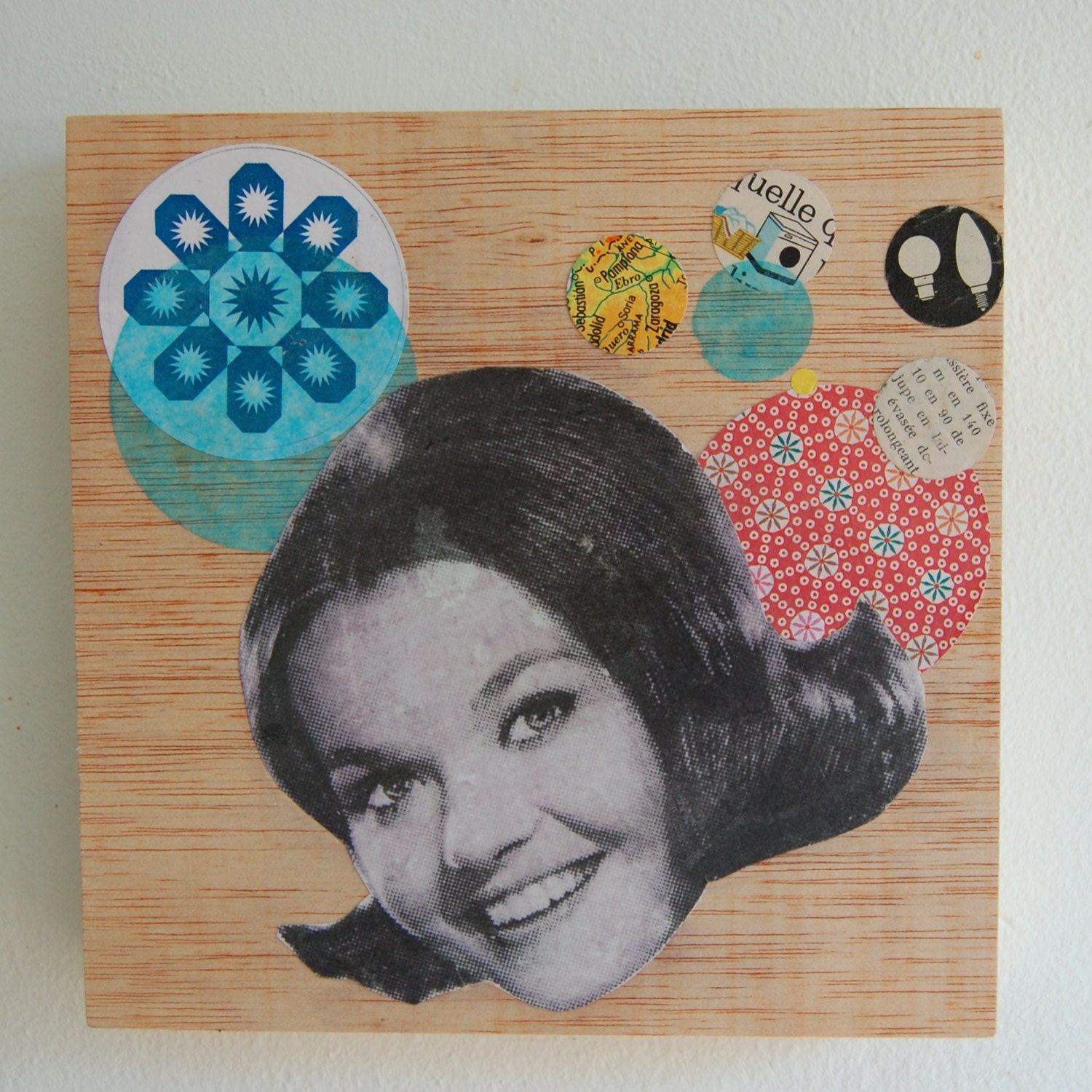Idea Girl - Original  pop collage on wooden artist panel.