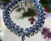 Vintage Bracelet, Antique Necklace, Rhinestone Earrings, Wedding jewelry, Blue Rhinestones bracelet, Vintage earrings, Choker necklace