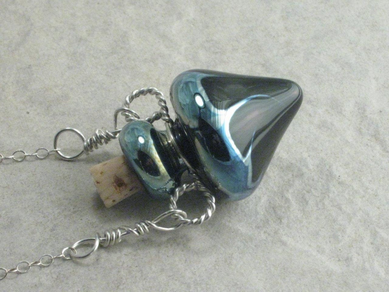 Blacker Than Night-Lampwork Poison Bottle Necklace