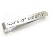 Latitude Longitude Tie Clip Personalized Groomsman Aluminum Men Father Gift Keepsake wedding Birthday