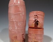 Handmade Abe Lincoln Bottle and Cups with copper luster