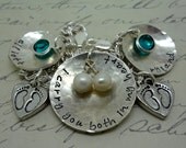 Hand Stamped Twins Remembrance Bracelet - I Carry You Both In My Heart - Loss MisCarriage - Memorial  Sterling Silver Jewelry