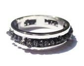 Sterling Silver Uncut Black Diamond Wedding Band Anniversary Engagement Ring Rings Jewelry Jewellery SSR-604