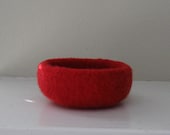 Bright Red Mini Felted Bowl - In Stock - Ready to Ship