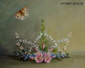 Fairy Crown painting stil life original ooak art roses flowers  Free USA shipping