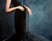 Black Dress painting original fashion art gown still life FREE USA shipping