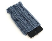 iPhone 4 Case - Knit Cell Phone Cozy - Bridal Party Gift - Acrylic Yarn - Light Country Blue